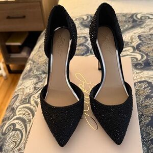 Badgley Mischka Glittering Black Heels